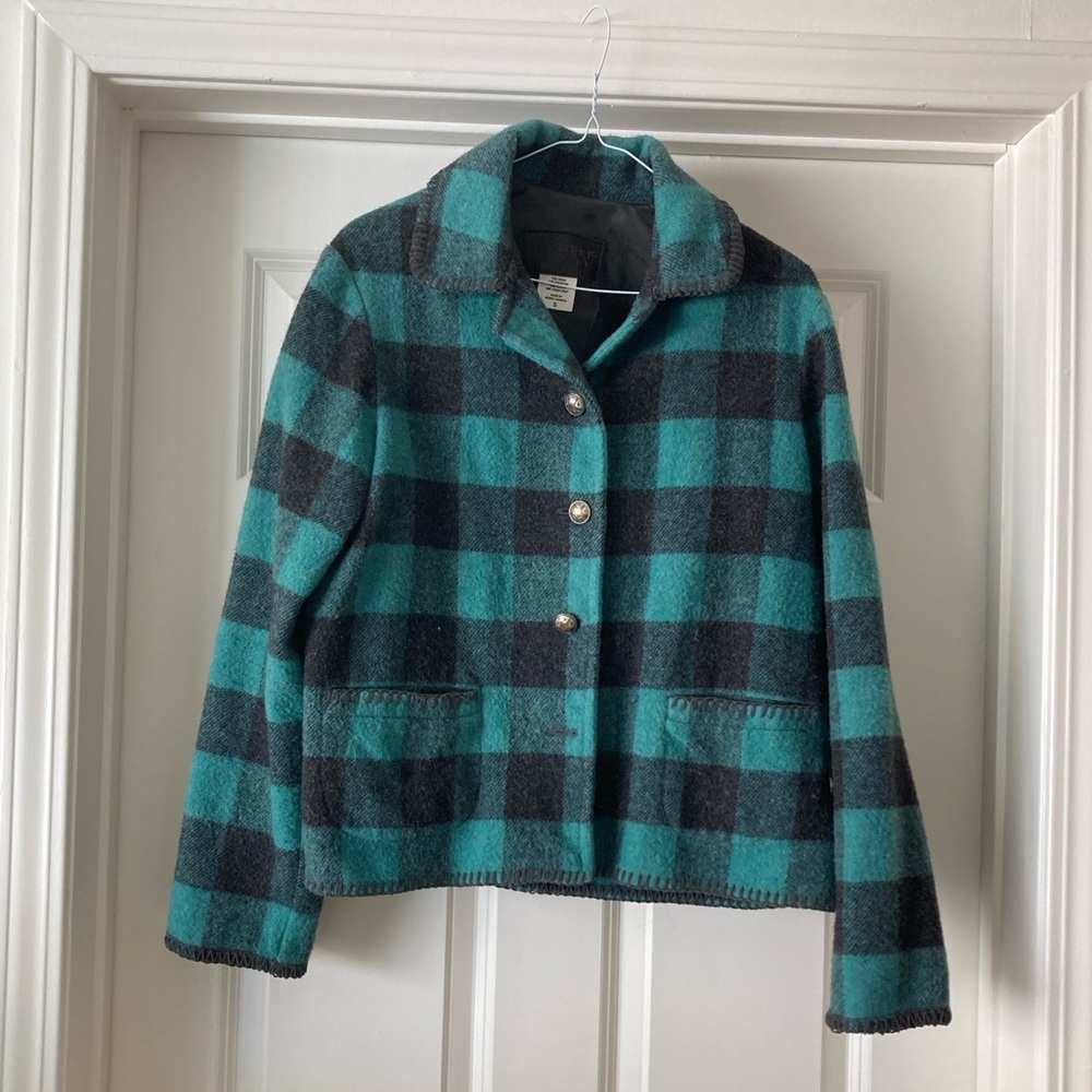 Plaid Wool Jacket - Teal and Black